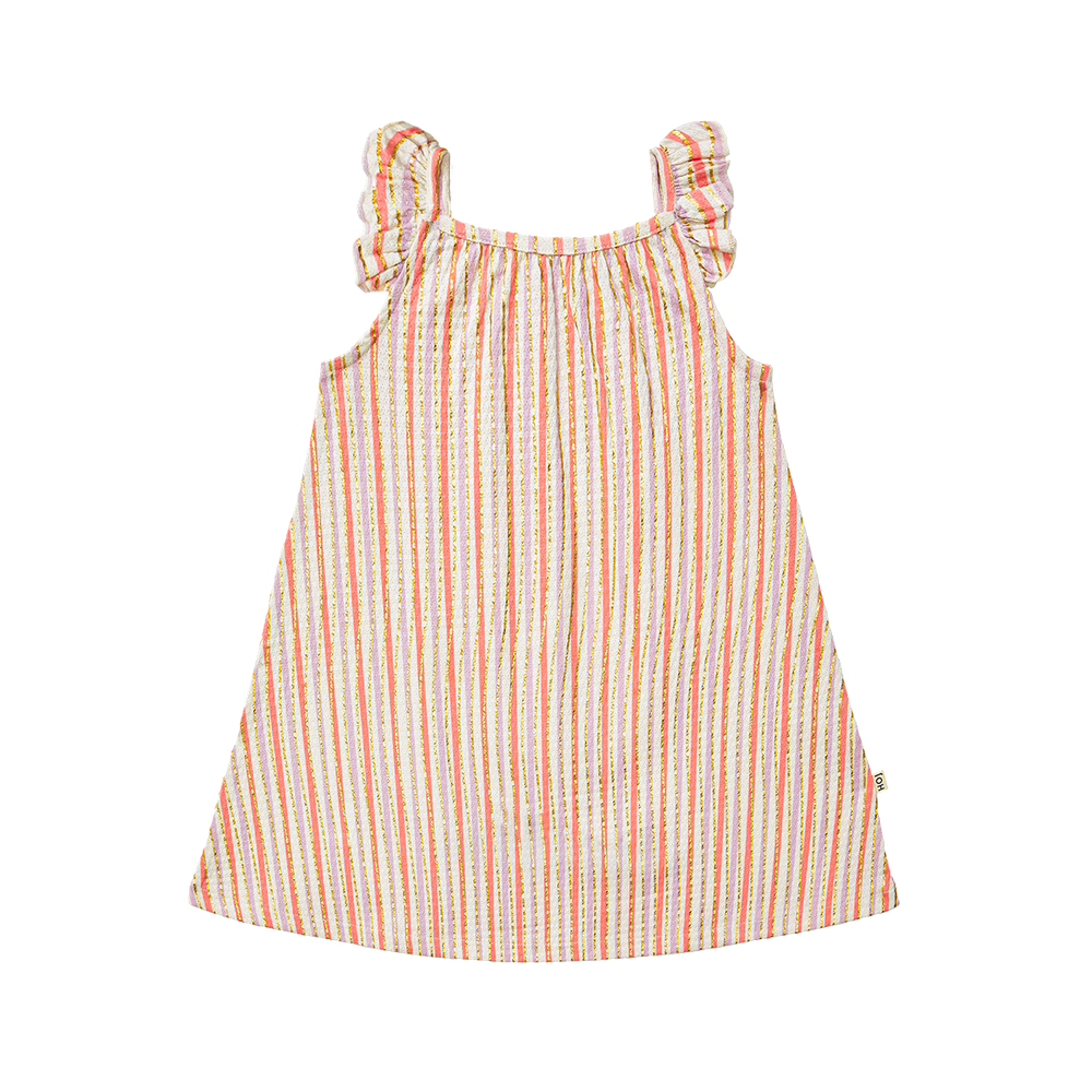 Ruffled Dress  – Gold Stripes