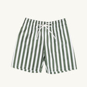 Green and white striped shorts on a white background
