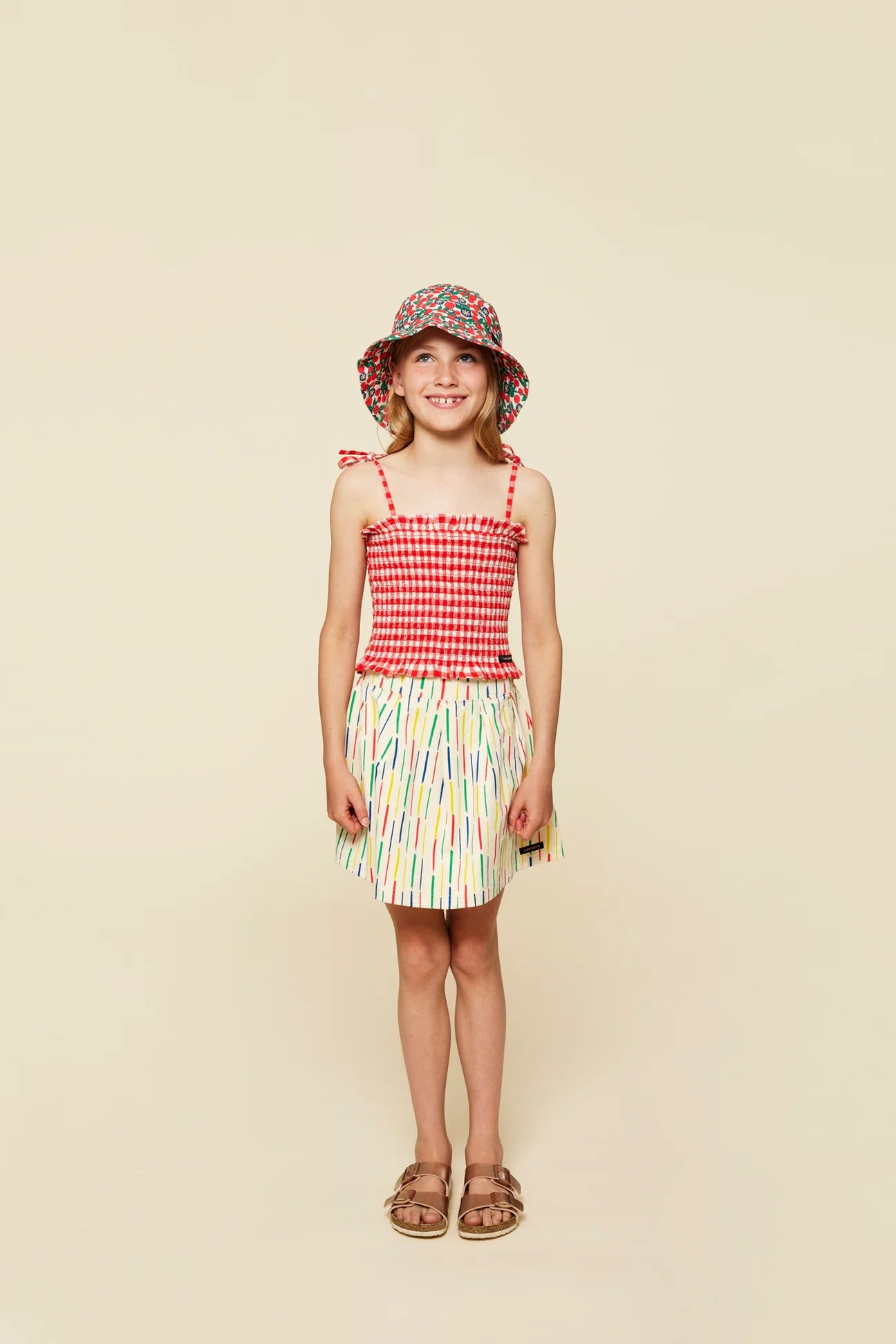 Polly Top in Poppy Check