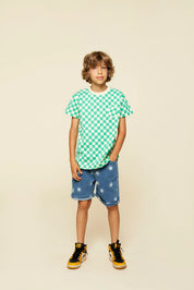 Ed T-Shirt in Holly Green Check