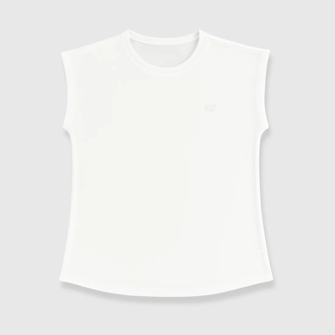 A white short-sleeved t-shirt with embroidery on the chest area.