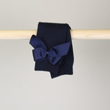 Navy Knee High Socks with Bow