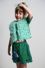 Laurel Scalloped Summer Shorts – Green