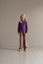 Wide Sequin Pants in Warm Taupe & Ecru