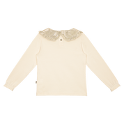 Collar Tee in Cream & Shimmer Gold