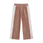 Wide Sequin Pants in Warm Taupe & Ecru