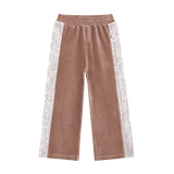 Wide Sequin Pants in Warm Taupe & Ecru
