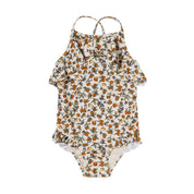 Floral-patterned swimsuit on a white background