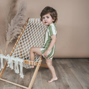 Wide Stripe SS Swimsuit - Iguana