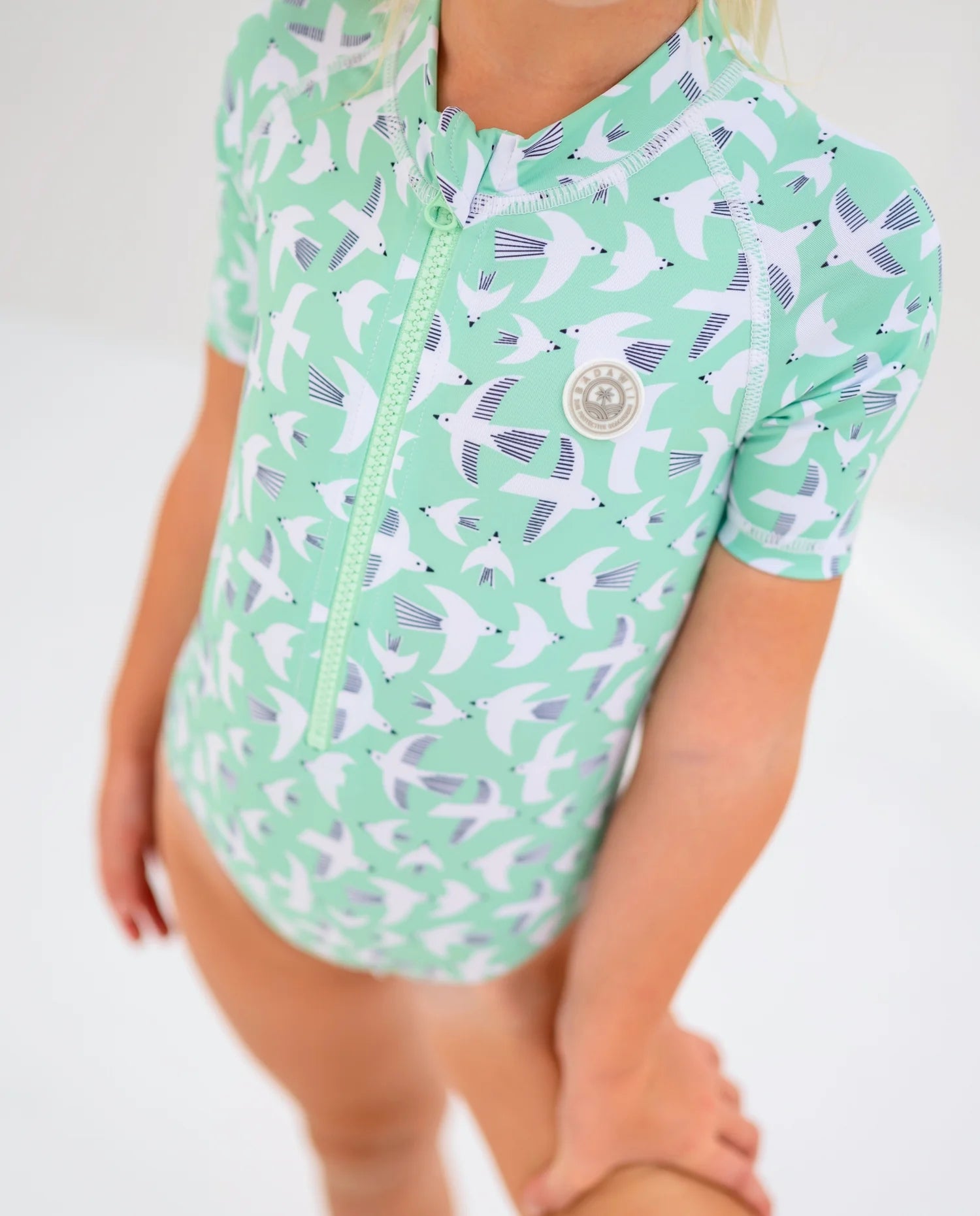 Girls SS Swimsuit - Seagull Breeze