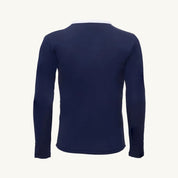 Navy long-sleeve shirt on a white background