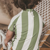 Wide Stripe SS Swimsuit - Iguana