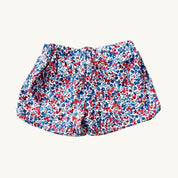 Floral patterned shorts on a white background