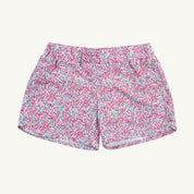 Floral patterned shorts on a white background