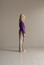 Wide Sequin Pants in Warm Taupe & Ecru