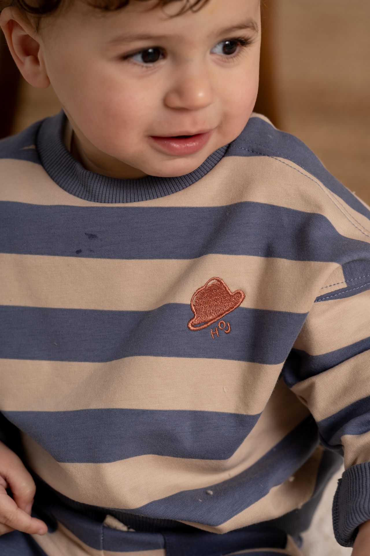 Baby Boy Sweater in Chalk Blue Stripes