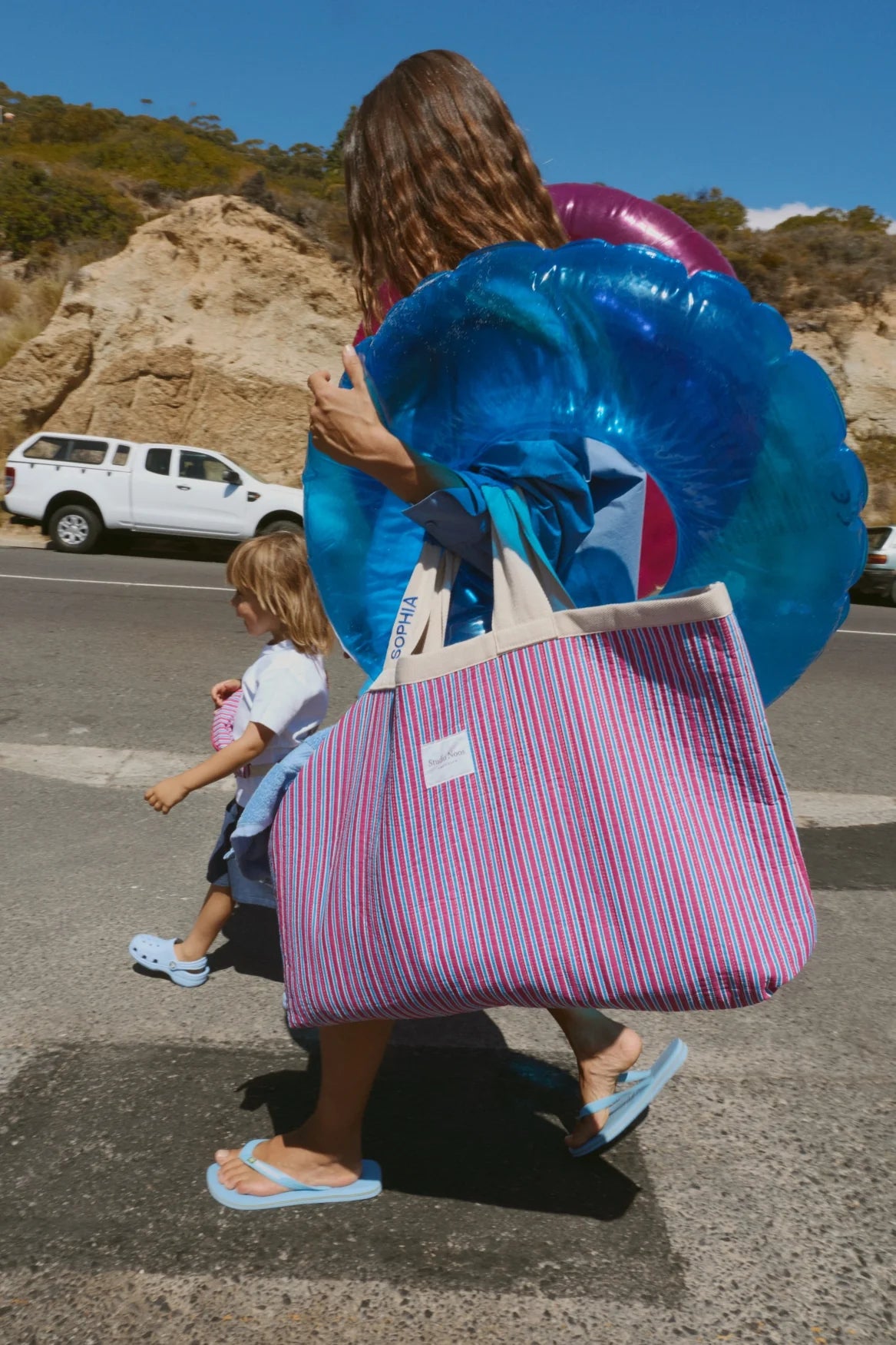 Poplin Striped Beach Bag