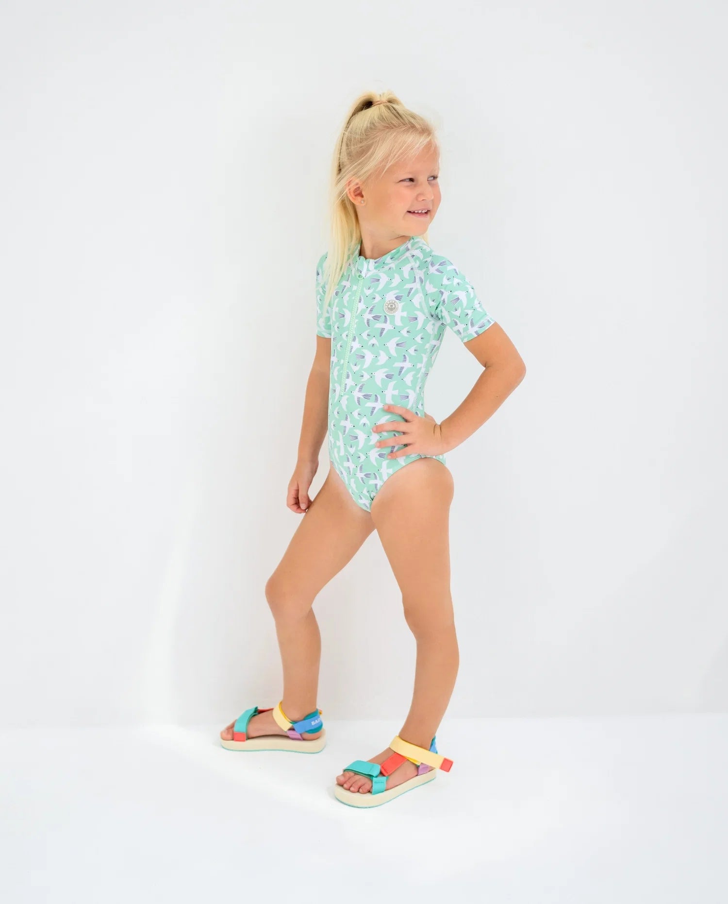 Girls SS Swimsuit - Seagull Breeze