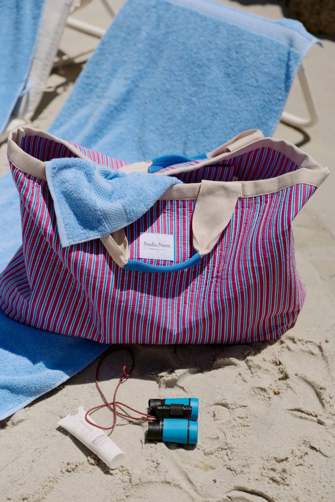 Poplin Striped Beach Bag