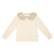 Collar Tee in Cream & Shimmer Gold