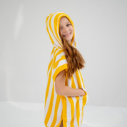 Terry Towel Poncho- Yellow Stripes