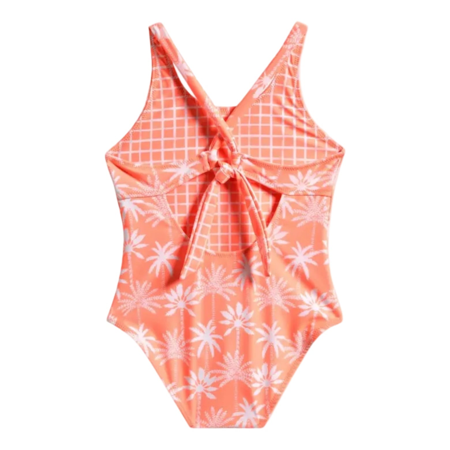 One-piece swimsuit with floral pattern on a white background