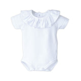 Baby Girl Onesie with Ruffle Detail – White