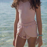 Bahamas Girl's Swim Shorts in Light Pink & Gold