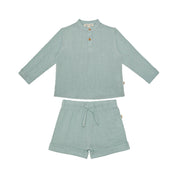 Boys Button Up Shirt & Muslin Bermuda – Mint