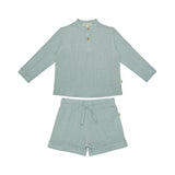 Boys Button Up Shirt & Muslin Bermuda – Mint