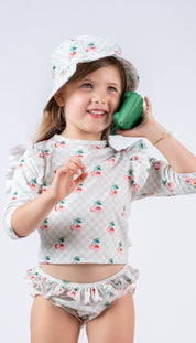Bucket Hat – Cherries Squares