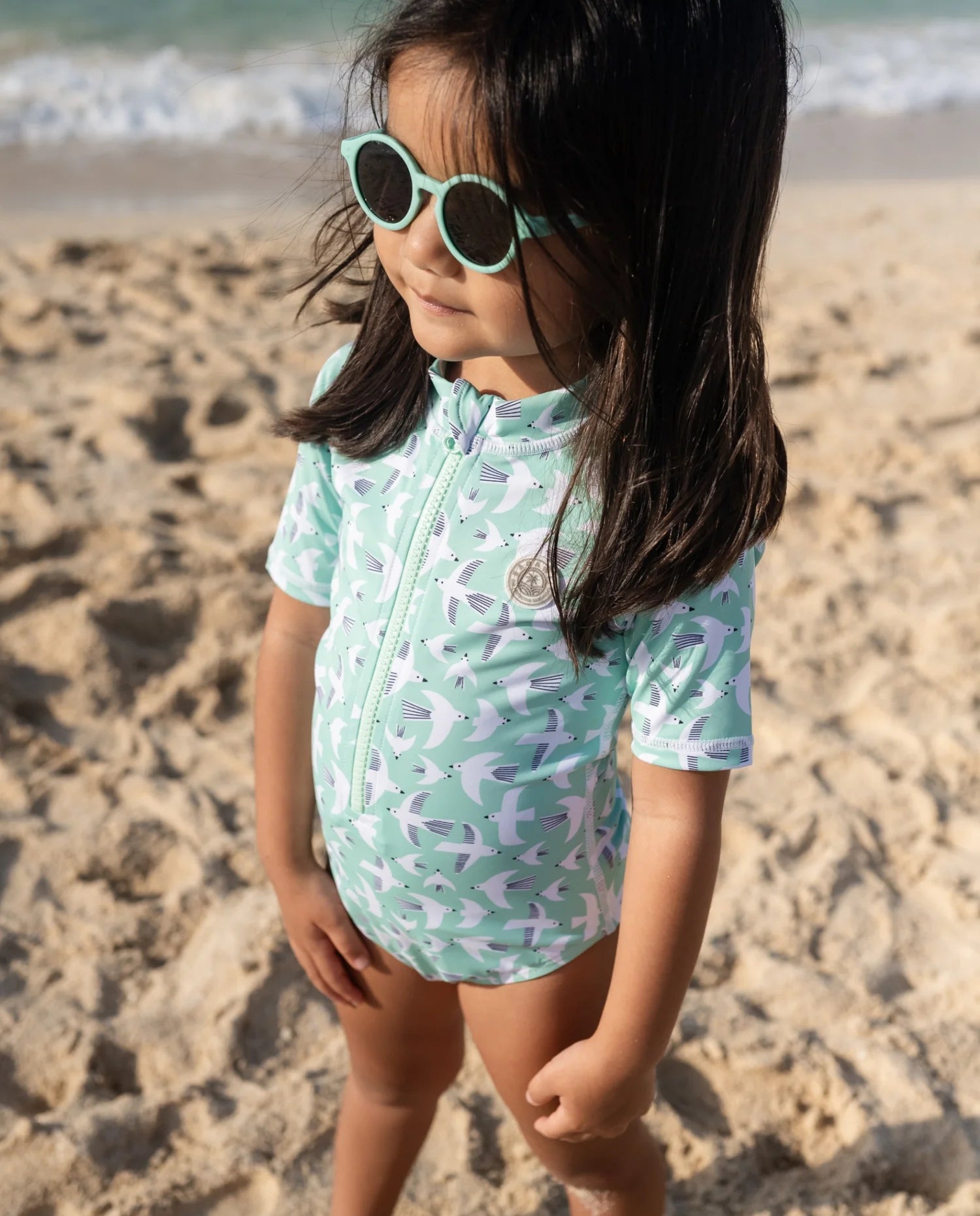 Girls SS Swimsuit - Seagull Breeze