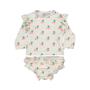 Cherries Squares Baby Swim Set (T-Shirt & Bikini)