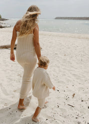 Ribbed Knit Shorts in Sand
