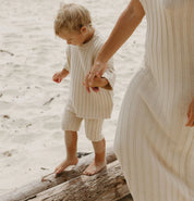 Ribbed Knit Shorts in Sand