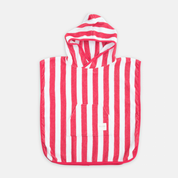 Terry Towel Poncho- Red Stripes