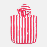 Terry Towel Poncho- Red Stripes