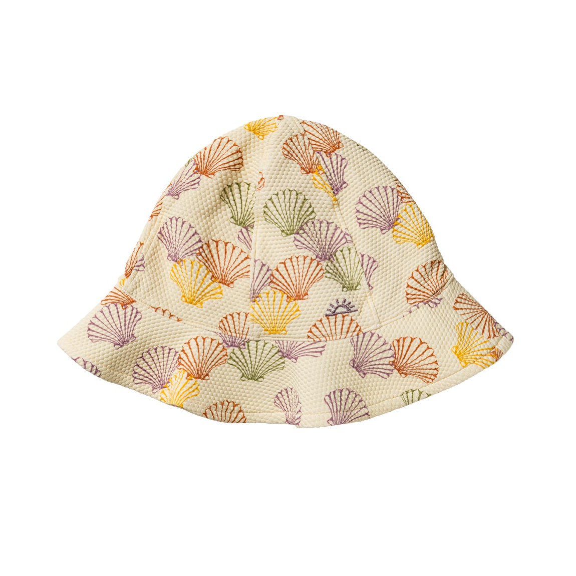 Bucket hat with shell pattern on a white background