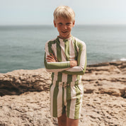 Wide Stripe Swim Shorts - Iguana