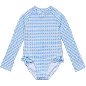 Seaside Gingham Leg Frill Surf Suit