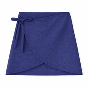 Blue wrap skirt on a white background