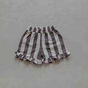 Linen Striped Shorts in Charcoal