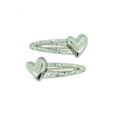 Metallic Heart Hair Clip – Silver