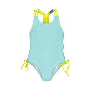 One-Piece Swimsuit – Aqua Waves/Yellow