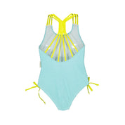 One-Piece Swimsuit – Aqua Waves/Yellow