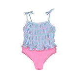 One-Piece Swimsuit – Pink Dots & Waves