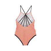 One-Piece Swimsuit – Red/Pink Squares