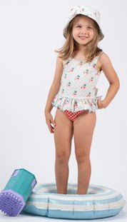 One-Piece Swimsuit – Cherries & Pink