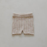 Ribbed Knit Shorts in Sand