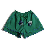 Laurel Scalloped Summer Shorts – Green